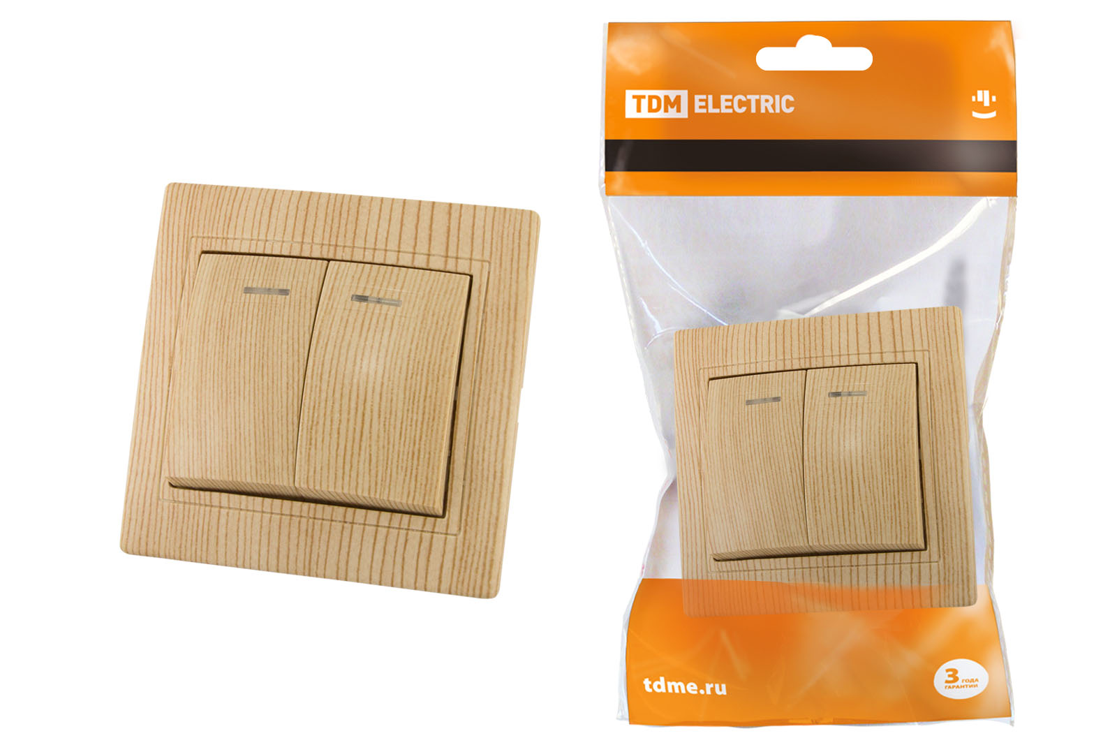 Выключатель 2 кл. с подсветкой 10А ЭКО