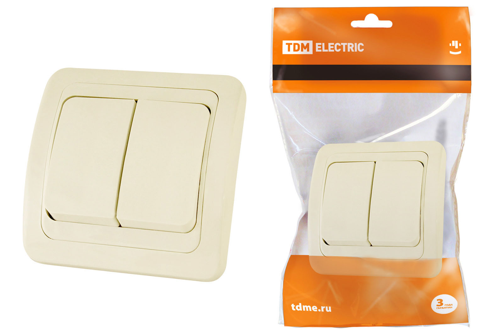 Выключатель 2-кл. 10А сл. кость Валдай