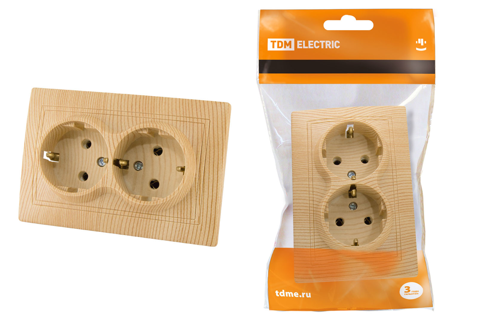 Розетка двойная 2П+З 16А 250В ЭКО